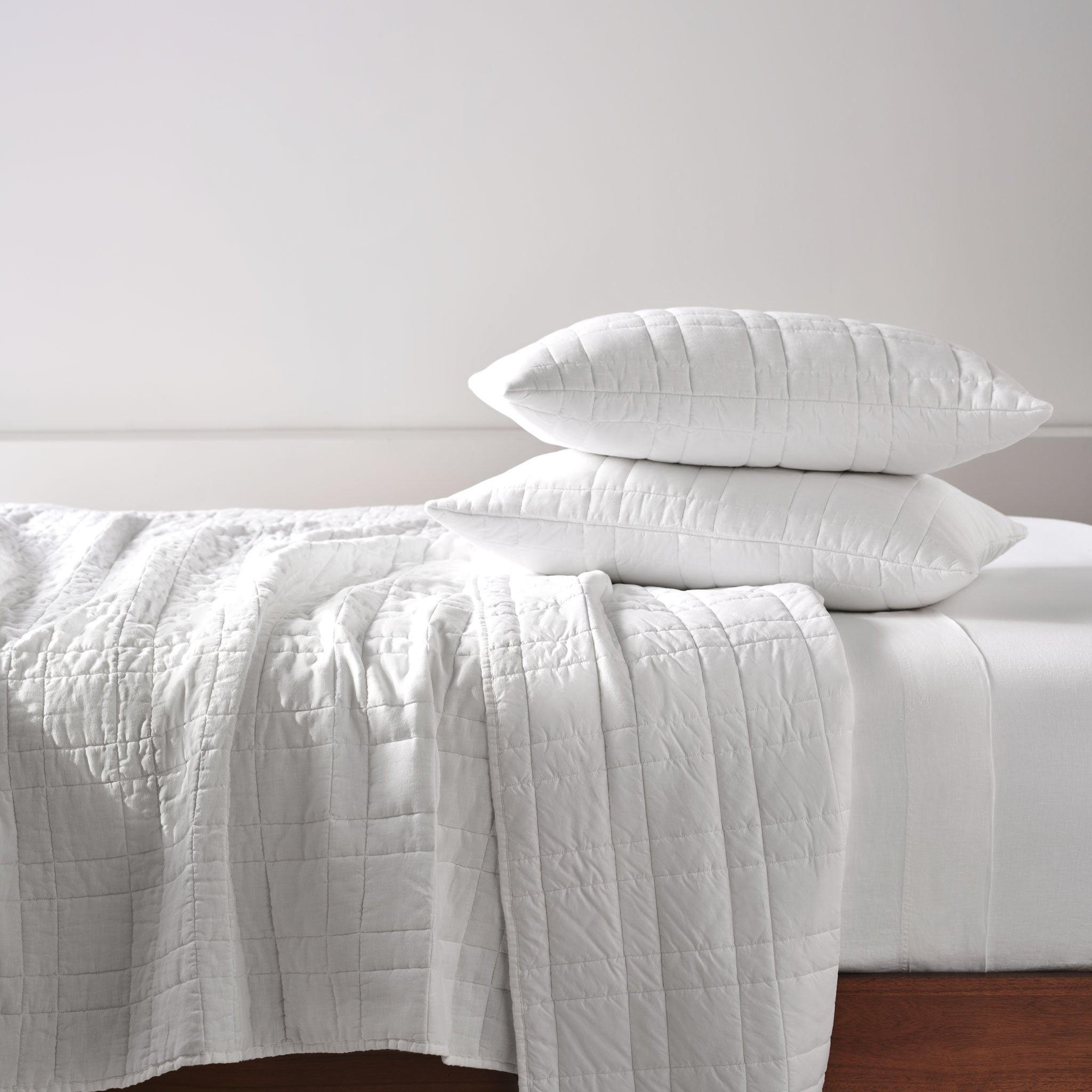 Washed European Linen Quilted Sham Set