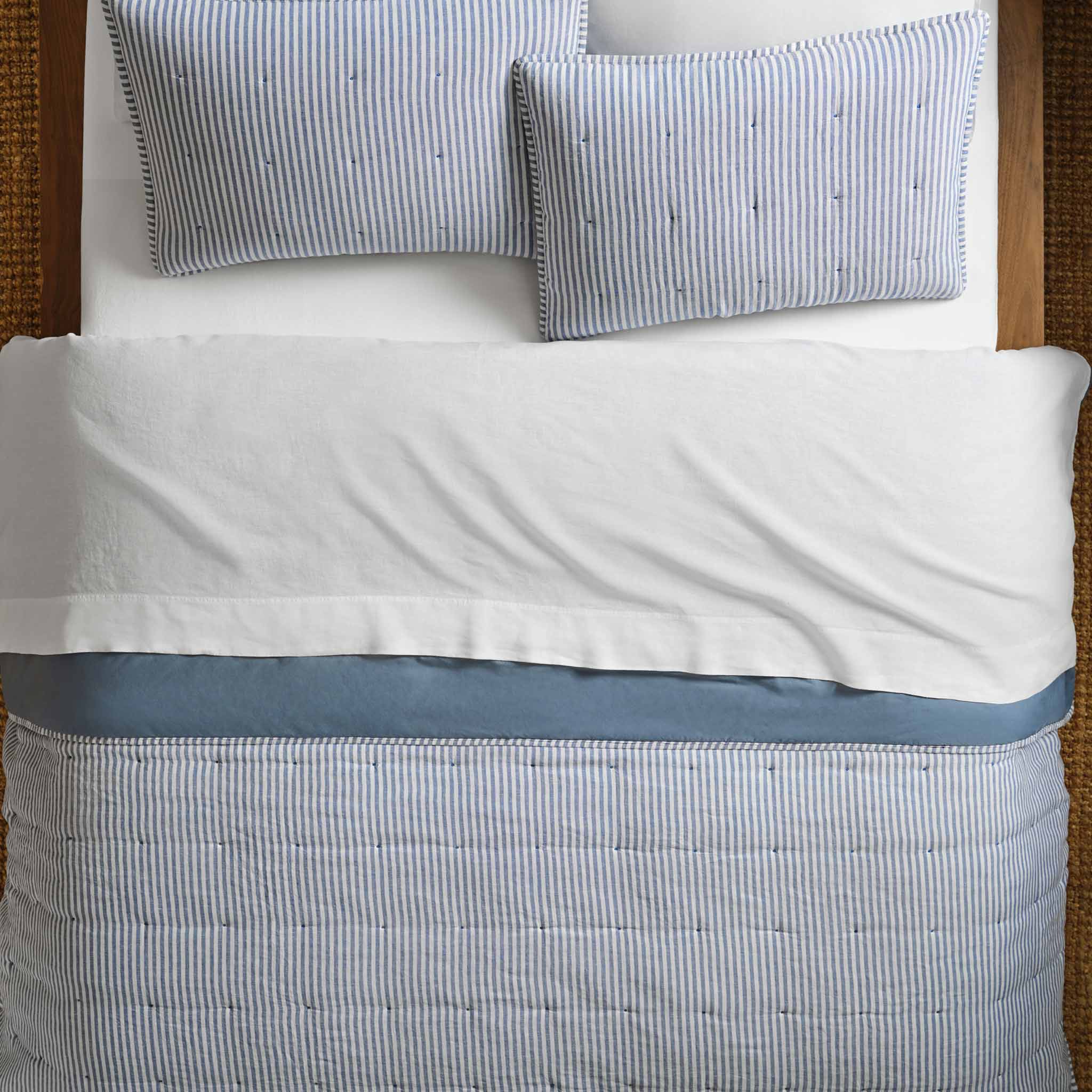 Washed European Linen Quilted Sham Set